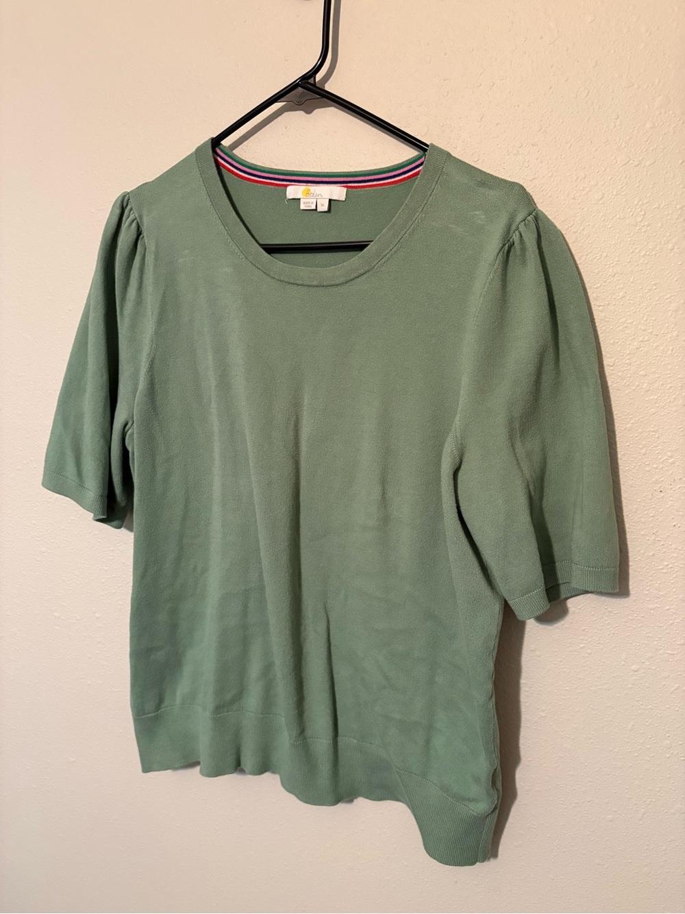 Boden Green Short Sleeve Cotton Crew Knit Top